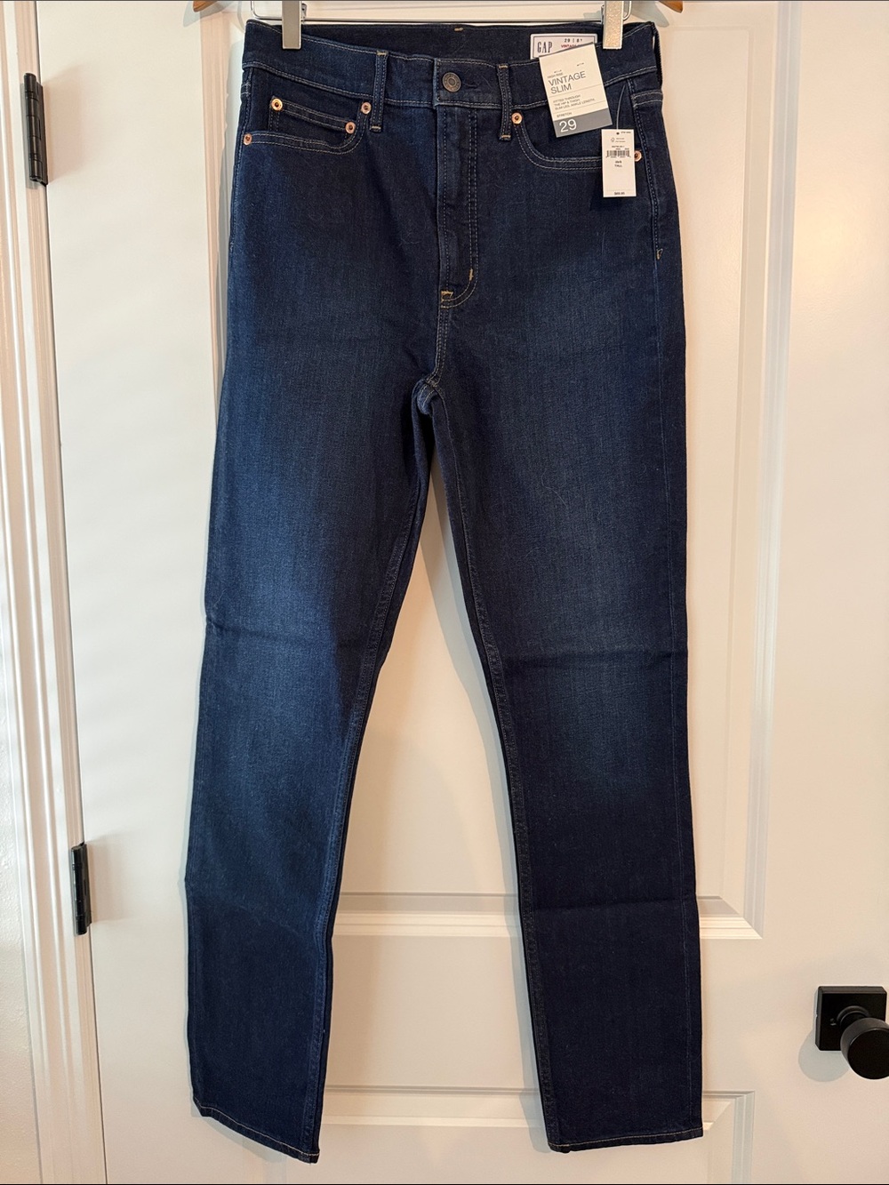 NWT GAP Women's Dark Wash High Rise Vintage Slim Jeans 29 8 Tall